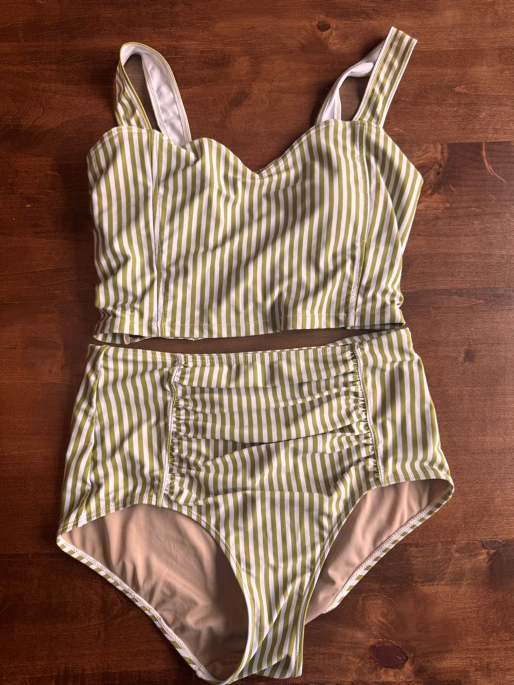 Kortni Jean Striped Green High-Waist One-Piece Set